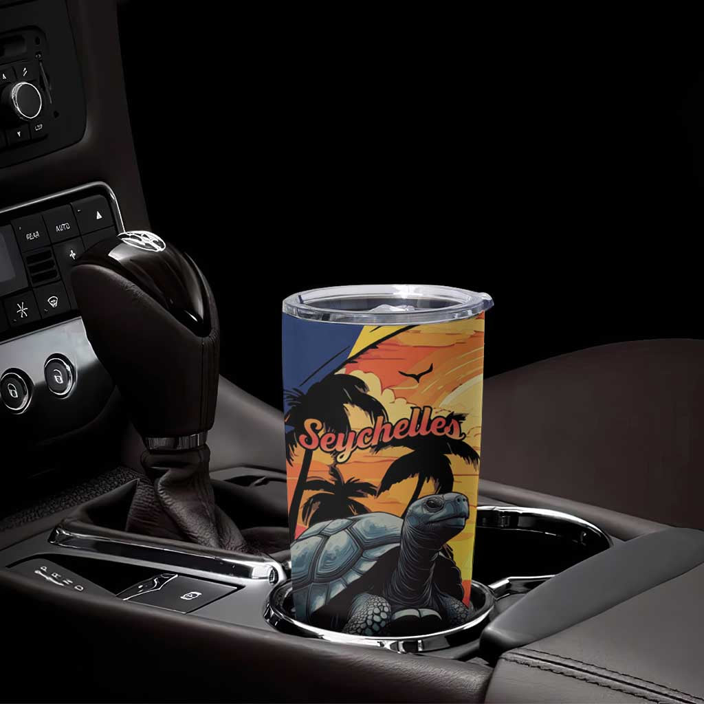 Personalised Seychelles Aldabra Giant Tortoise Tumbler Cup Beach Sunset - Wonder Print Shop