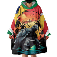 Personalised Seychelles Aldabra Giant Tortoise Wearable Blanket Hoodie Beach Sunset - Wonder Print Shop