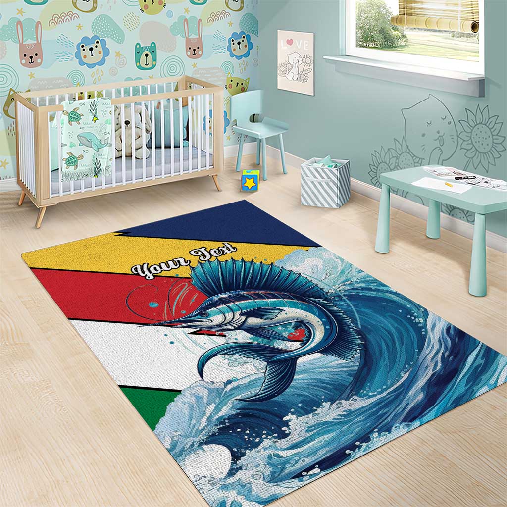 Personalised Seychelles Sailfish Area Rug With Coat Of Arms - Wonder Print Shop