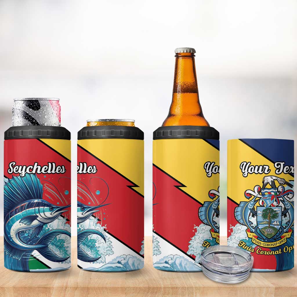 Personalised Seychelles Sailfish 4 in 1 Can Cooler Tumbler With Coat Of Arms - Wonder Print Shop