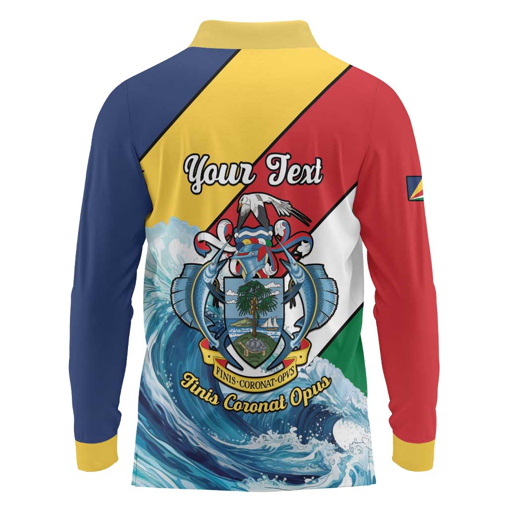 Personalised Seychelles Sailfish Long Sleeve Polo Shirt With Coat Of Arms - Wonder Print Shop
