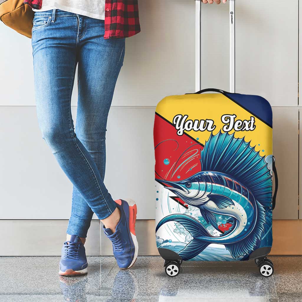 Personalised Seychelles Sailfish Luggage Cover With Coat Of Arms - Wonder Print Shop