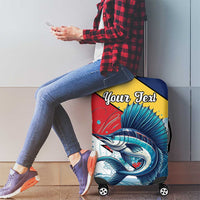 Personalised Seychelles Sailfish Luggage Cover With Coat Of Arms - Wonder Print Shop