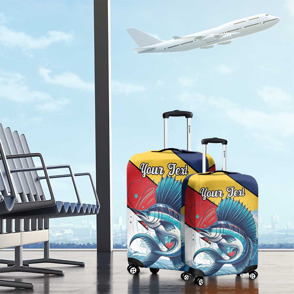 Personalised Seychelles Sailfish Luggage Cover With Coat Of Arms - Wonder Print Shop