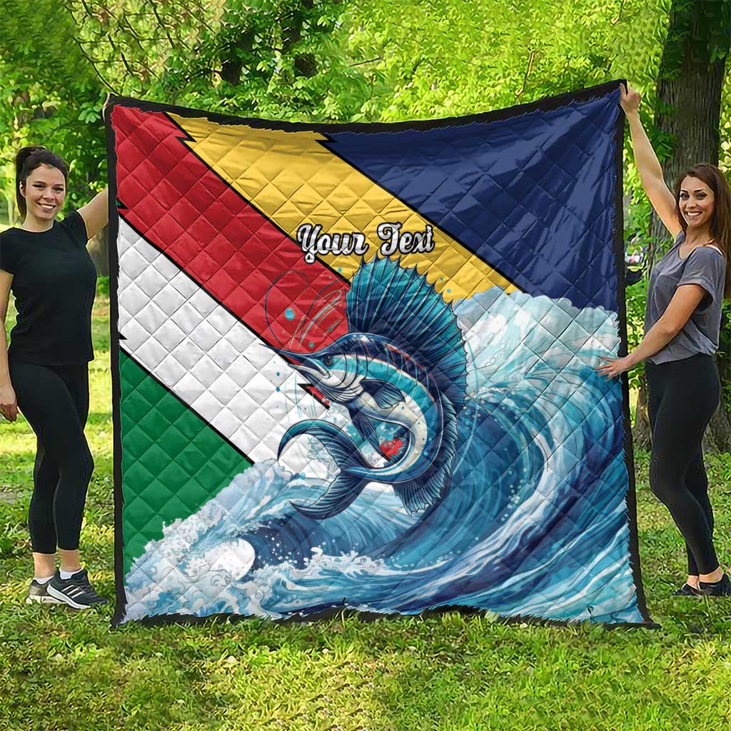 Personalised Seychelles Sailfish Quilt With Coat Of Arms - Wonder Print Shop