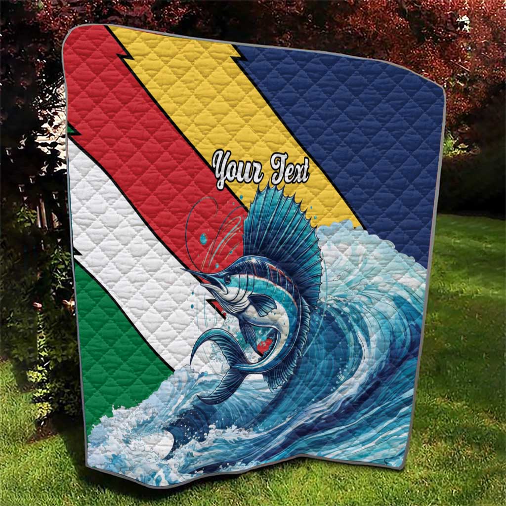 Personalised Seychelles Sailfish Quilt With Coat Of Arms - Wonder Print Shop