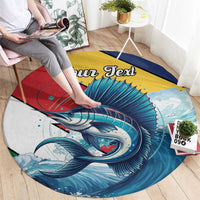 Personalised Seychelle Sailfish Round Carpet With Coat Of Arms