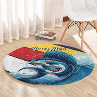 Personalised Seychelle Sailfish Round Carpet With Coat Of Arms