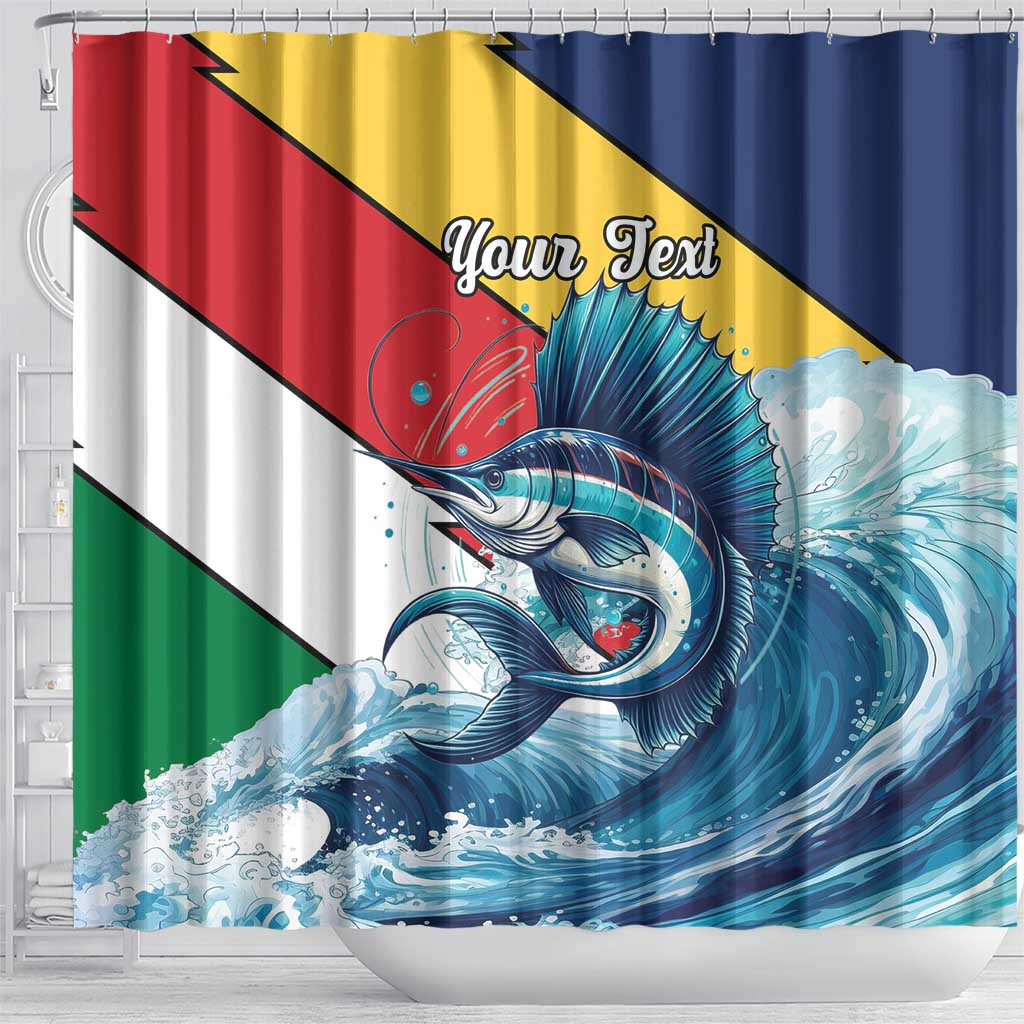 Personalised Seychelle Sailfish Shower Curtain With Coat Of Arms