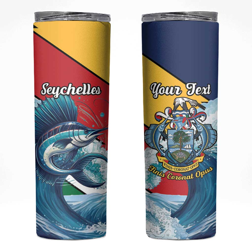 Personalised Seychelles Sailfish Skinny Tumbler With Coat Of Arms - Wonder Print Shop
