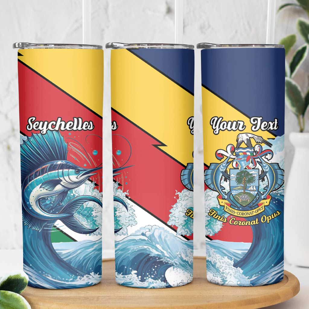Personalised Seychelles Sailfish Skinny Tumbler With Coat Of Arms - Wonder Print Shop