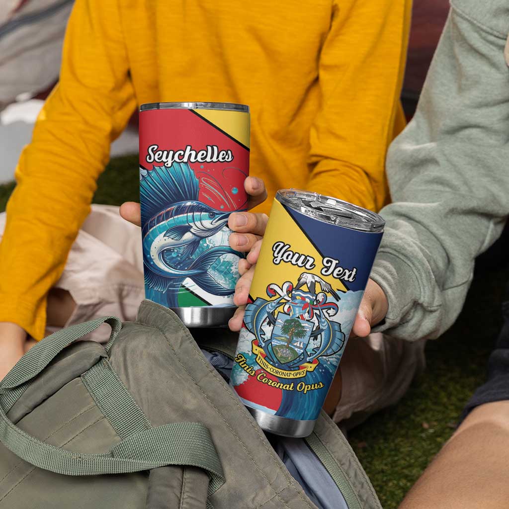 Personalised Seychelles Sailfish Tumbler Cup With Coat Of Arms - Wonder Print Shop