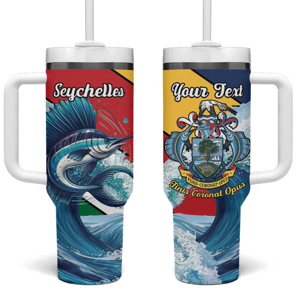 Personalised Seychelles Sailfish Tumbler With Handle With Coat Of Arms - Wonder Print Shop