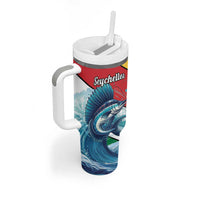 Personalised Seychelles Sailfish Tumbler With Handle With Coat Of Arms - Wonder Print Shop