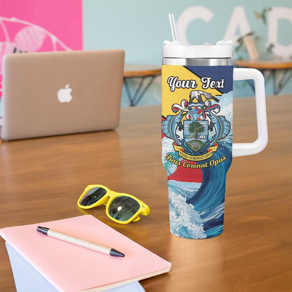 Personalised Seychelles Sailfish Tumbler With Handle With Coat Of Arms - Wonder Print Shop