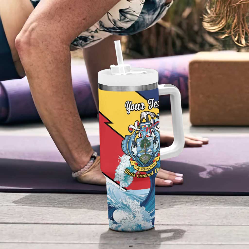 Personalised Seychelles Sailfish Tumbler With Handle With Coat Of Arms - Wonder Print Shop