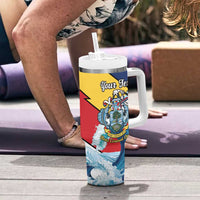 Personalised Seychelles Sailfish Tumbler With Handle With Coat Of Arms - Wonder Print Shop