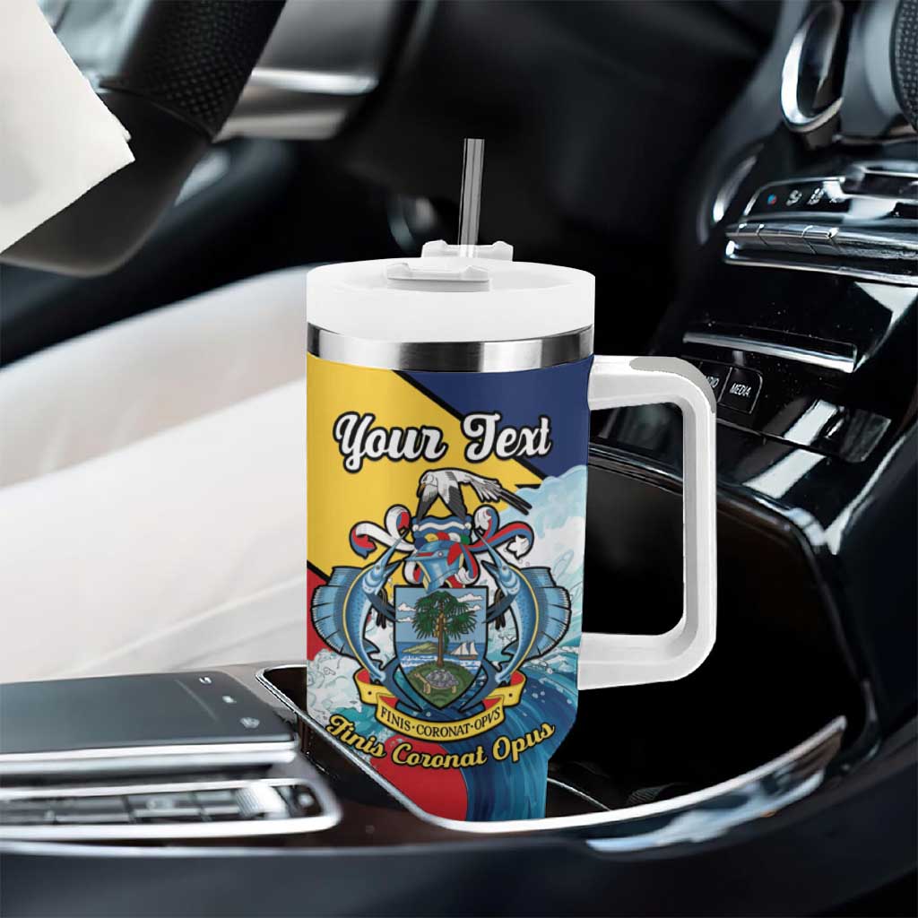 Personalised Seychelles Sailfish Tumbler With Handle With Coat Of Arms - Wonder Print Shop