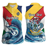Personalised Seychelles Sailfish Women Sleeveless Polo Shirt With Coat Of Arms - Wonder Print Shop