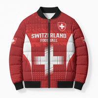 Custom Switzerland Football 2026 Bomber Puffer Jacket Hopp Schwiiz - Wonder Print Shop