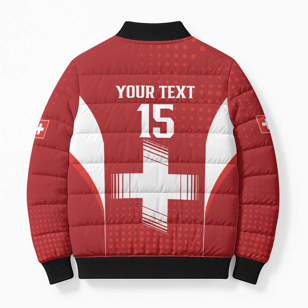 Custom Switzerland Football 2026 Bomber Puffer Jacket Hopp Schwiiz - Wonder Print Shop