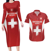 Custom Switzerland Football 2026 Couples Matching Long Sleeve Bodycon Dress and Hawaiian Shirt Hopp Schwiiz - Wonder Print Shop