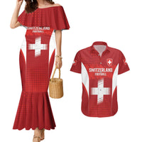 Custom Switzerland Football 2026 Couples Matching Mermaid Dress and Hawaiian Shirt Hopp Schwiiz - Wonder Print Shop