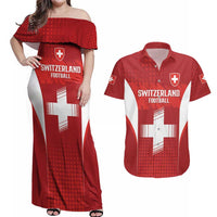 Custom Switzerland Football 2026 Couples Matching Off Shoulder Maxi Dress and Hawaiian Shirt Hopp Schwiiz - Wonder Print Shop