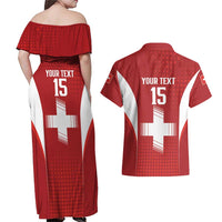 Custom Switzerland Football 2026 Couples Matching Off Shoulder Maxi Dress and Hawaiian Shirt Hopp Schwiiz - Wonder Print Shop