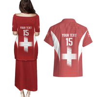 Custom Switzerland Football 2026 Couples Matching Puletasi and Hawaiian Shirt Hopp Schwiiz - Wonder Print Shop