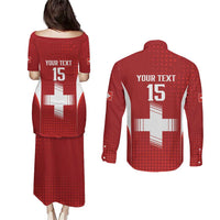 Custom Switzerland Football 2026 Couples Matching Puletasi and Long Sleeve Button Shirt Hopp Schwiiz - Wonder Print Shop