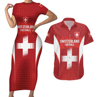 Custom Switzerland Football 2026 Couples Matching Short Sleeve Bodycon Dress and Hawaiian Shirt Hopp Schwiiz - Wonder Print Shop