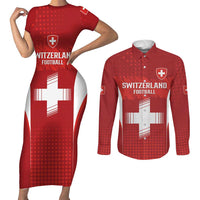 Custom Switzerland Football 2026 Couples Matching Short Sleeve Bodycon Dress and Long Sleeve Button Shirt Hopp Schwiiz - Wonder Print Shop