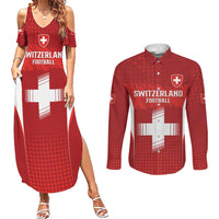 Custom Switzerland Football 2026 Couples Matching Summer Maxi Dress and Long Sleeve Button Shirt Hopp Schwiiz - Wonder Print Shop