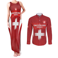 Custom Switzerland Football 2026 Couples Matching Tank Maxi Dress and Long Sleeve Button Shirt Hopp Schwiiz - Wonder Print Shop