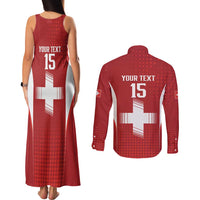 Custom Switzerland Football 2026 Couples Matching Tank Maxi Dress and Long Sleeve Button Shirt Hopp Schwiiz - Wonder Print Shop