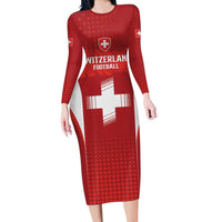 Custom Switzerland Football 2026 Family Matching Long Sleeve Bodycon Dress and Hawaiian Shirt Hopp Schwiiz - Wonder Print Shop