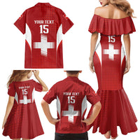 Custom Switzerland Football 2026 Family Matching Mermaid Dress and Hawaiian Shirt Hopp Schwiiz - Wonder Print Shop