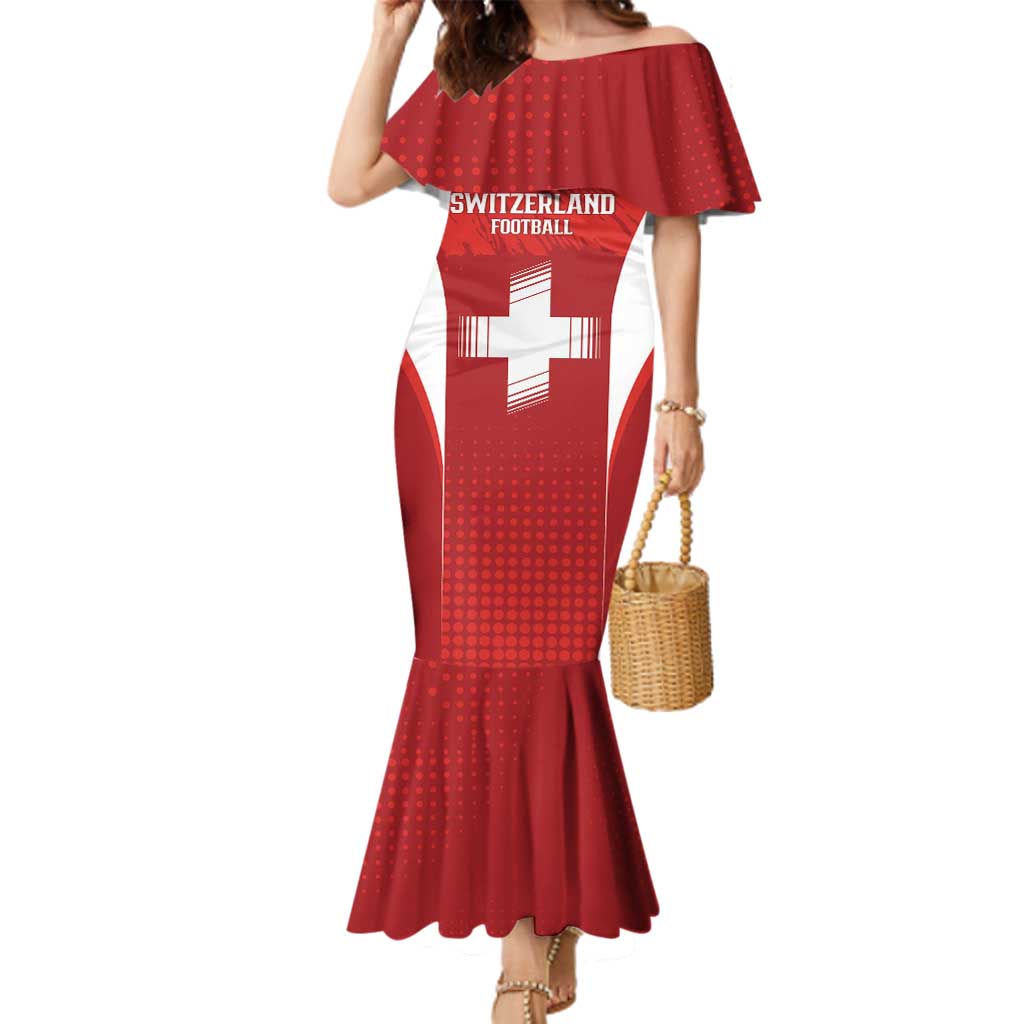 Custom Switzerland Football 2026 Family Matching Mermaid Dress and Hawaiian Shirt Hopp Schwiiz - Wonder Print Shop
