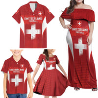 Custom Switzerland Football 2026 Family Matching Off Shoulder Maxi Dress and Hawaiian Shirt Hopp Schwiiz - Wonder Print Shop