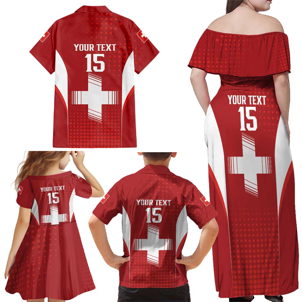 Custom Switzerland Football 2026 Family Matching Off Shoulder Maxi Dress and Hawaiian Shirt Hopp Schwiiz - Wonder Print Shop