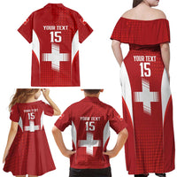 Custom Switzerland Football 2026 Family Matching Off Shoulder Maxi Dress and Hawaiian Shirt Hopp Schwiiz - Wonder Print Shop