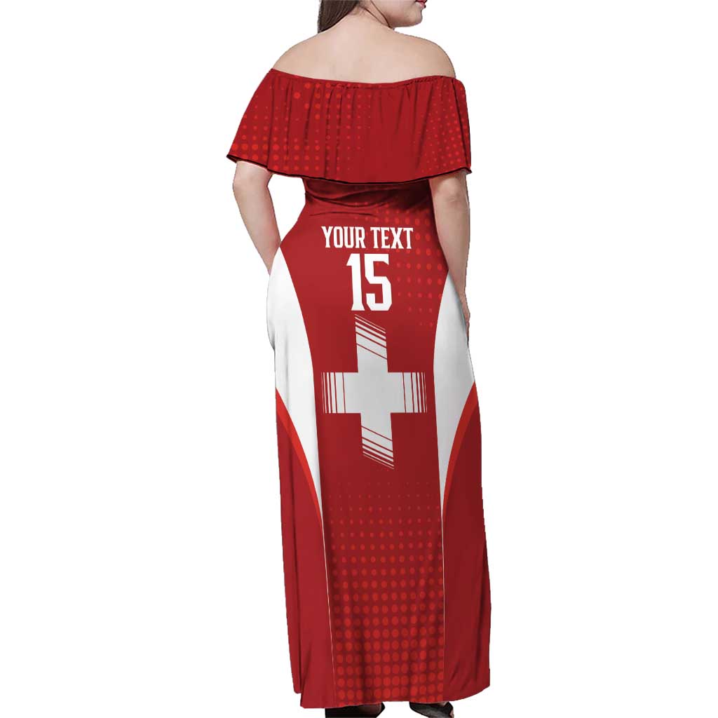 Custom Switzerland Football 2026 Family Matching Off Shoulder Maxi Dress and Hawaiian Shirt Hopp Schwiiz - Wonder Print Shop