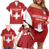 Custom Switzerland Football 2026 Family Matching Off Shoulder Short Dress and Hawaiian Shirt Hopp Schwiiz - Wonder Print Shop