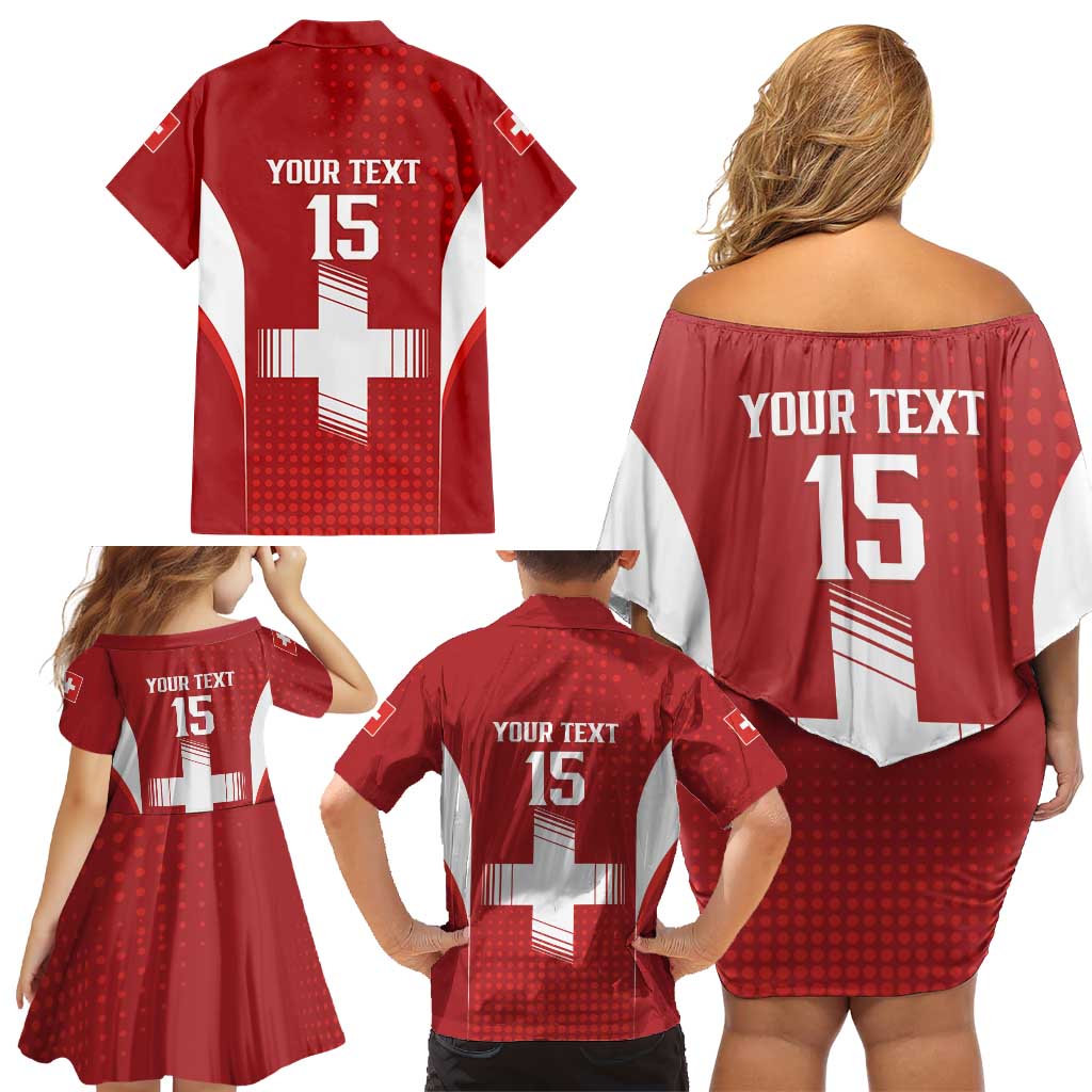Custom Switzerland Football 2026 Family Matching Off Shoulder Short Dress and Hawaiian Shirt Hopp Schwiiz - Wonder Print Shop