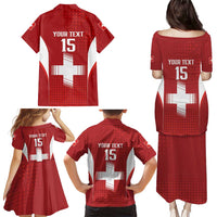 Custom Switzerland Football 2026 Family Matching Puletasi and Hawaiian Shirt Hopp Schwiiz - Wonder Print Shop