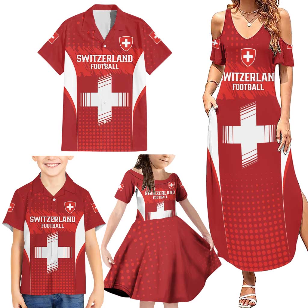 Custom Switzerland Football 2026 Family Matching Summer Maxi Dress and Hawaiian Shirt Hopp Schwiiz - Wonder Print Shop