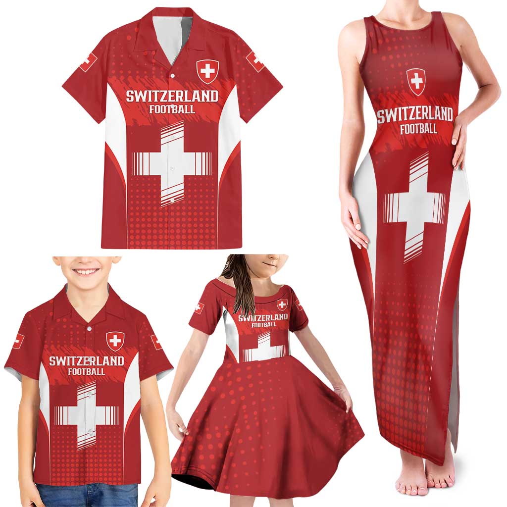 Custom Switzerland Football 2026 Family Matching Tank Maxi Dress and Hawaiian Shirt Hopp Schwiiz - Wonder Print Shop