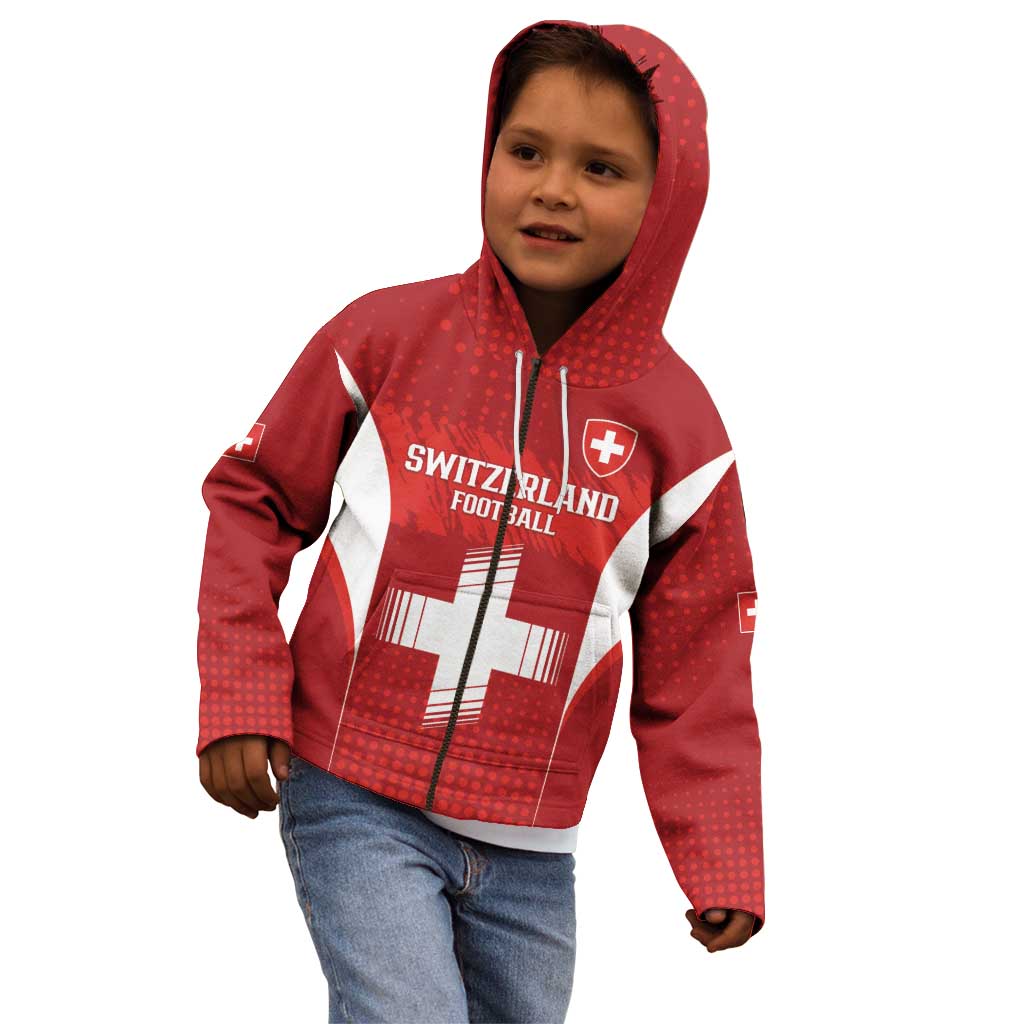 Custom Switzerland Football 2026 Kid Hoodie Hopp Schwiiz - Wonder Print Shop