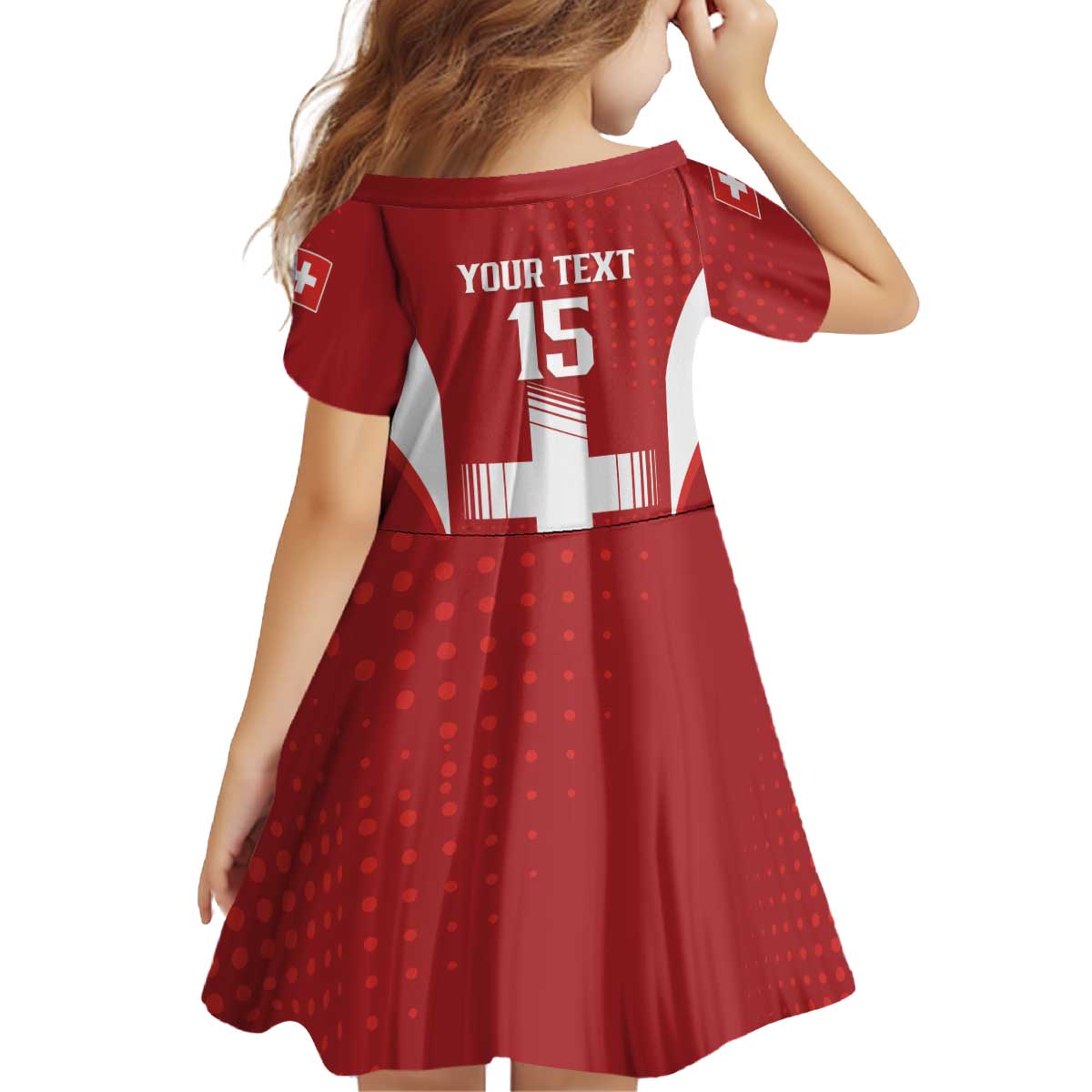 Custom Switzerland Football 2026 Kid Short Sleeve Dress Hopp Schwiiz - Wonder Print Shop